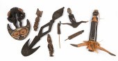 Carved wood PNG figure group,