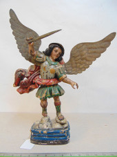 CARVED WOOD POLYCHROME FIGURE