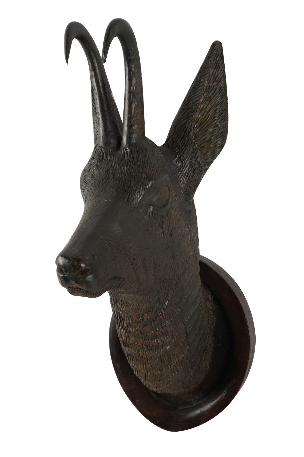 CARVED WOOD RAM'S HEADmounted to