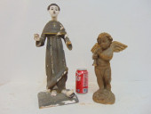 CARVED WOOD SAINT & PUTTI WITH