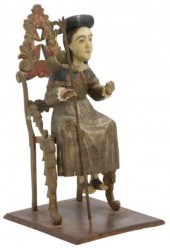 CARVED WOOD SANTO SCULPTURE OF