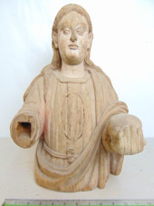 CARVED WOOD SANTOS FIGURE, FIG
