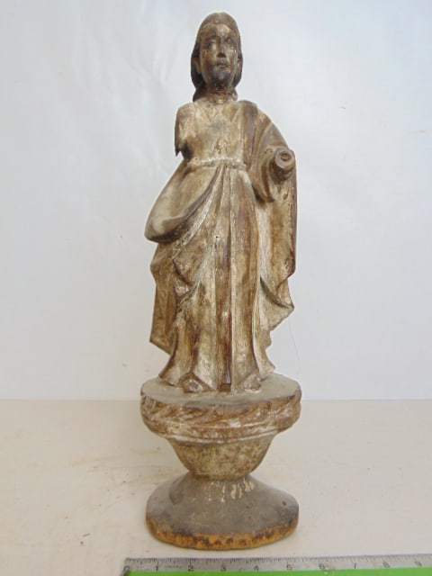 CARVED WOOD SANTOS FIGURE, SOME