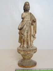 CARVED WOOD SANTOS FIGURE, SOM