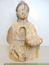 CARVED WOOD SANTOS FIGURE, WOM