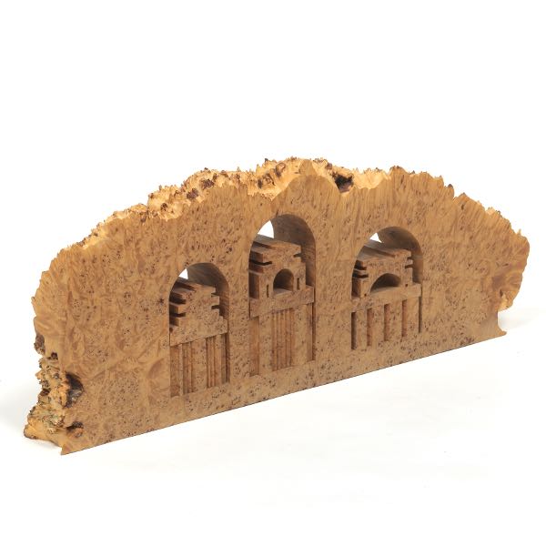 CARVED WOOD SCULPTURE 10" x 25 ½" x