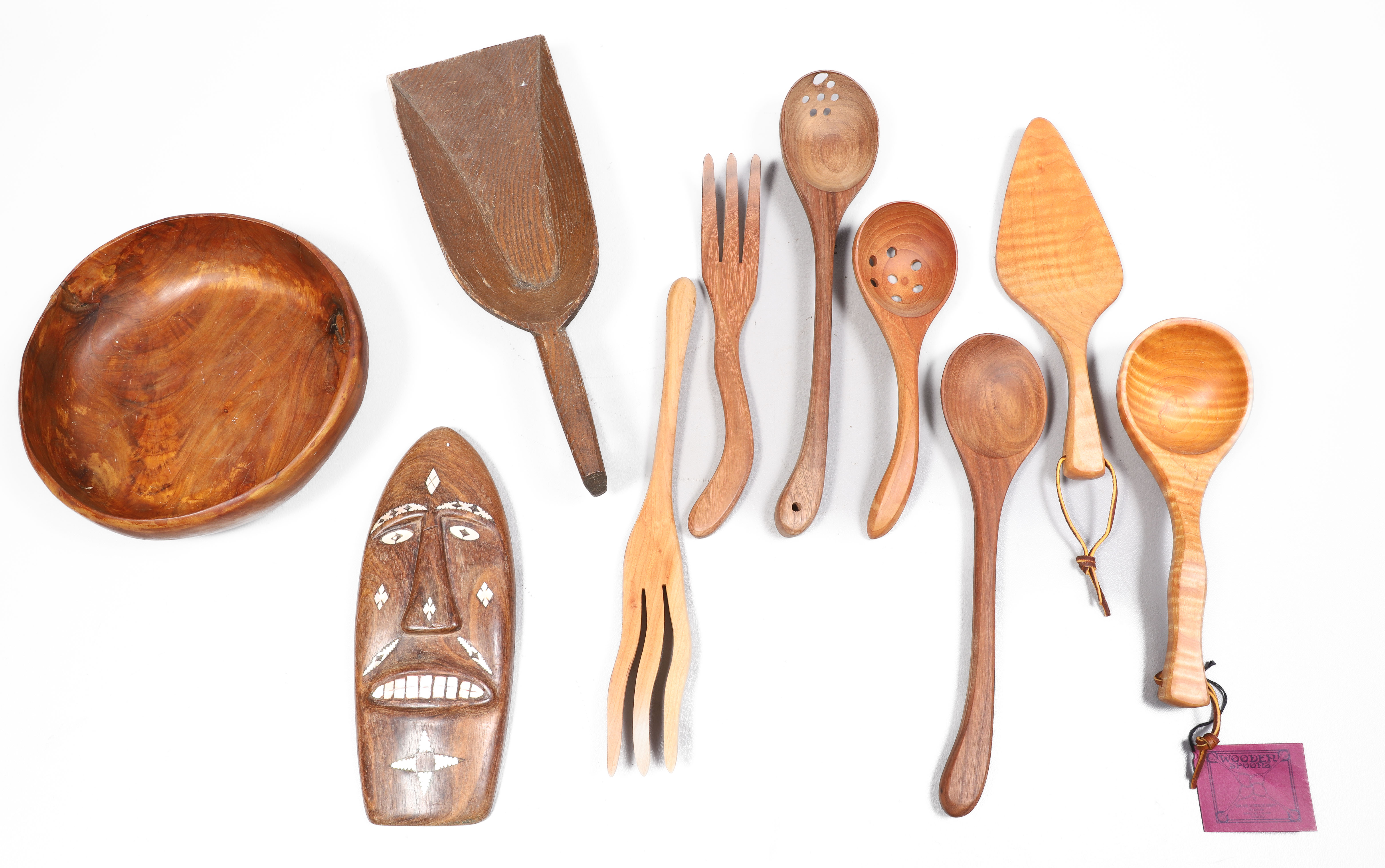 Carved wood serving articles and