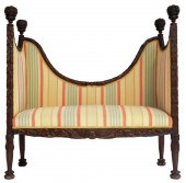 CARVED WOOD SETTEE, FLORAL CAR