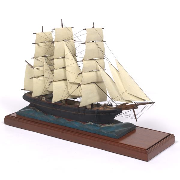 CARVED WOOD SHIP MODEL 19 ½" x 26