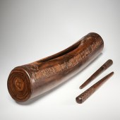 CARVED WOOD SLIT GONG / DRUM A