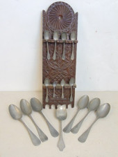CARVED WOOD SPOON RACK WITH AS