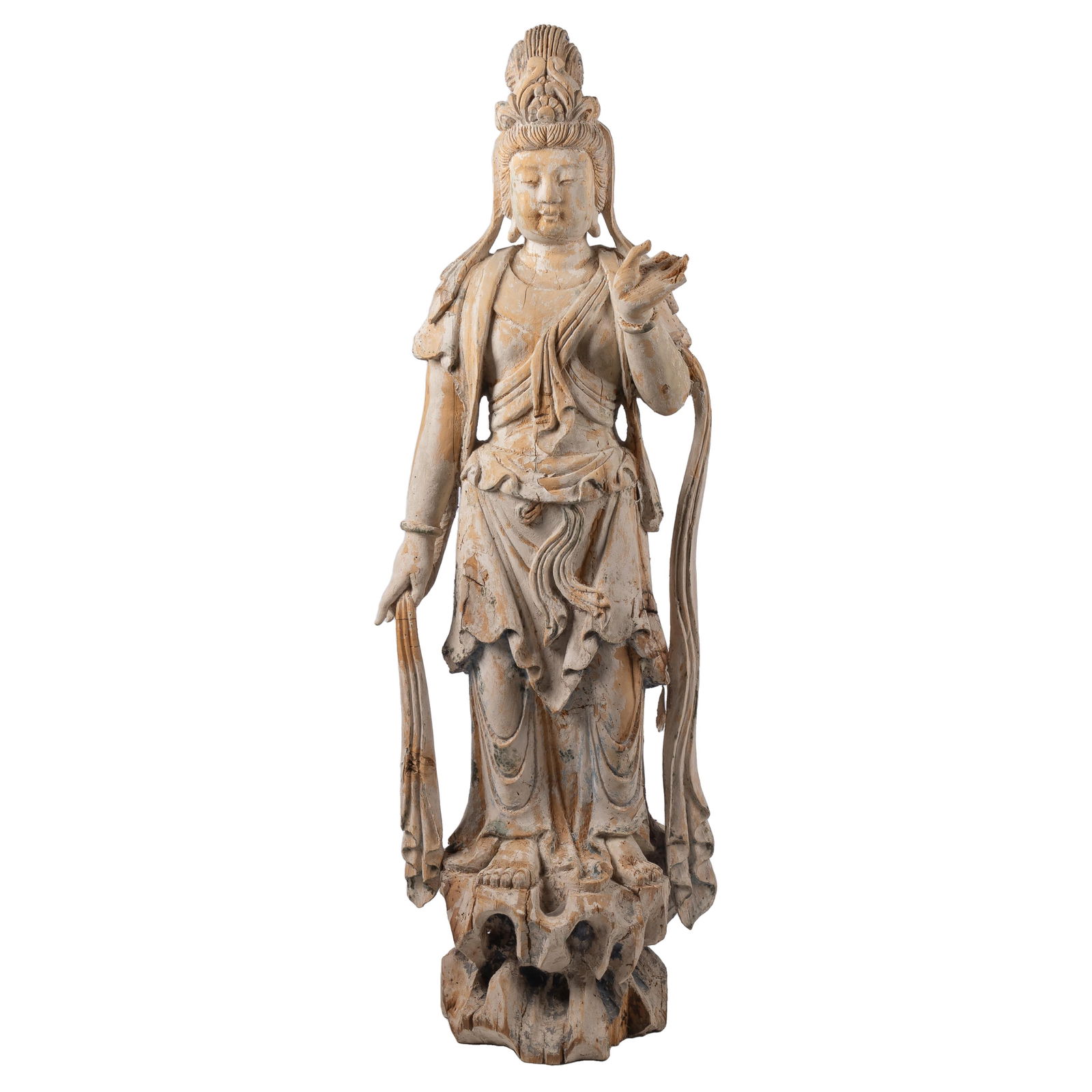CARVED WOOD STATUE OF GUANYINCarved