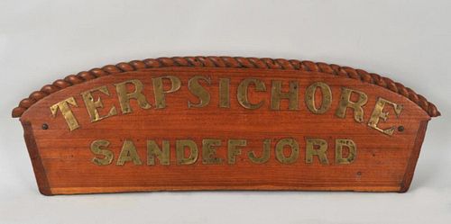 CARVED WOOD STERNBOARD FROM