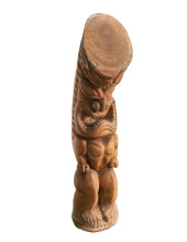 CARVED WOOD TIKI STATUE<br>Mid