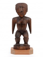 CARVED WOOD TONGAN GODDESS FIG