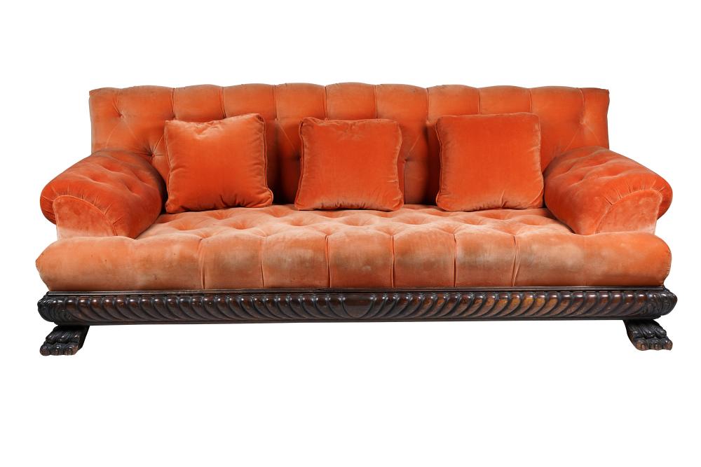 CARVED WOOD & UPHOLSTERED
