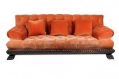 CARVED WOOD & UPHOLSTERED SOFA