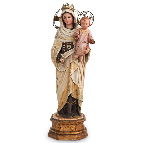 CARVED WOOD VIRGIN MARY