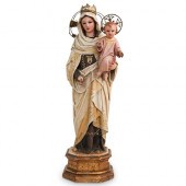 CARVED WOOD VIRGIN MARY STATUE