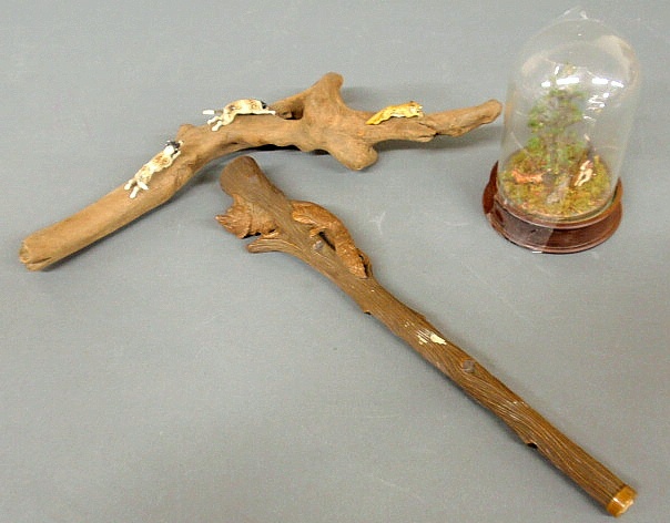 Carved wood whip handle in the form
