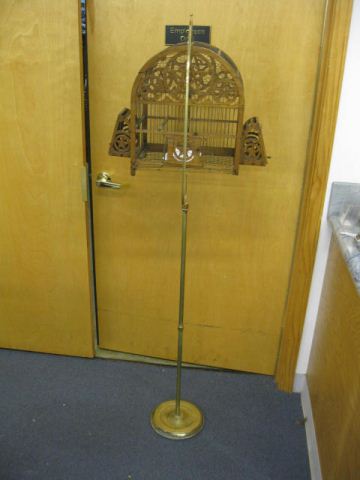 Carved Wood & Wire Bird Cageon