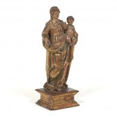 CARVED WOODEN AND PAINTED SCUL