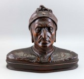 CARVED WOODEN BUST OF "DANTES"