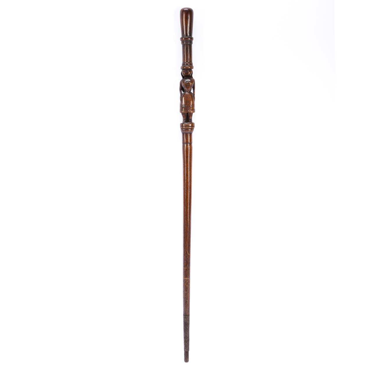 CARVED WOODEN CANE, FROM MARCY