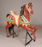 Carved wooden carousel horse;