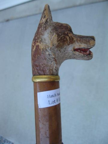 Carved Wooden Dog Handle Umbrella
