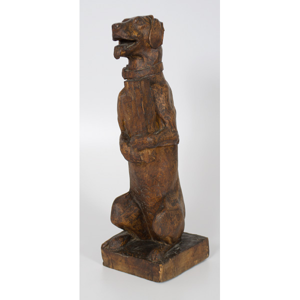 Carved Wooden Dog Sculpture