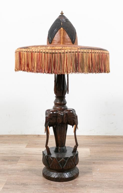 CARVED WOODEN ELEPHANT TABLE