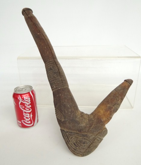 Carved wooden ethnic war club. 22''