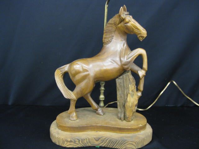 Carved Wooden Figural Lamp of a