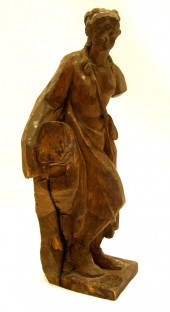 Carved wooden figure of a woma