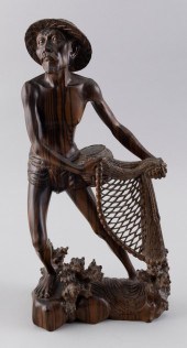 CARVED WOODEN FIGURE OF A BALI