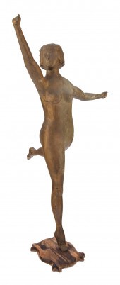 CARVED WOODEN FIGURE OF A NUDE