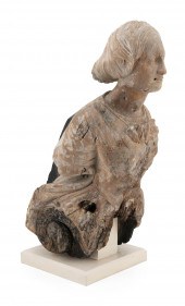 CARVED WOODEN FIGUREHEAD IN TH