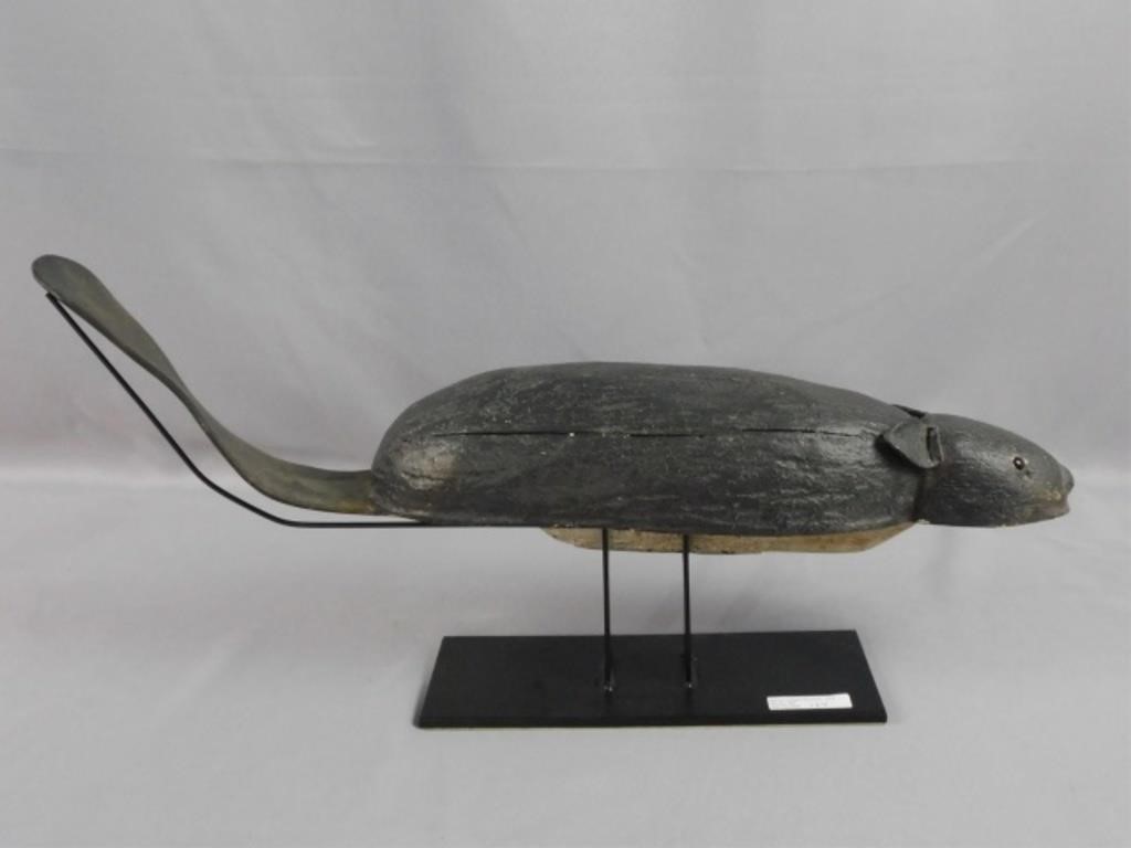 CARVED WOODEN FOLK ART BEAVER, BY