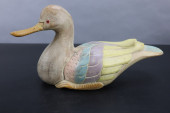 CARVED WOODEN HAND PAINTED DUC