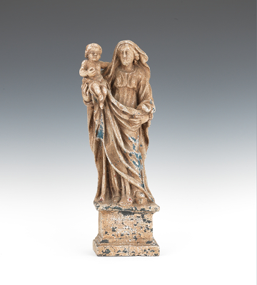 Carved Wooden Madonna and Child
