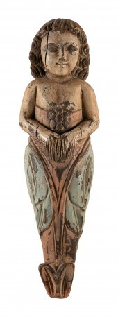 CARVED WOODEN MERMAID FIRST HA