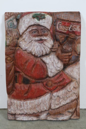 CARVED WOODEN SANTA SCULPTURE