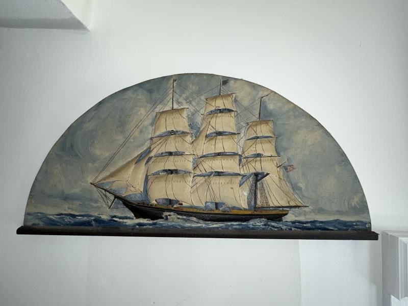 CARVED WOODEN SHIP, THREE MASTED