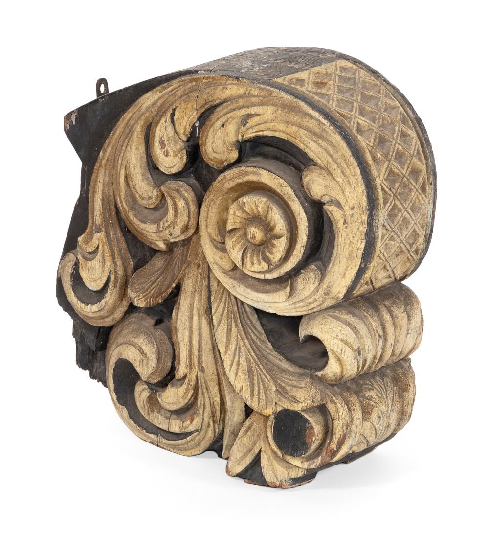 CARVED WOODEN SHIP'S BILLETHEAD