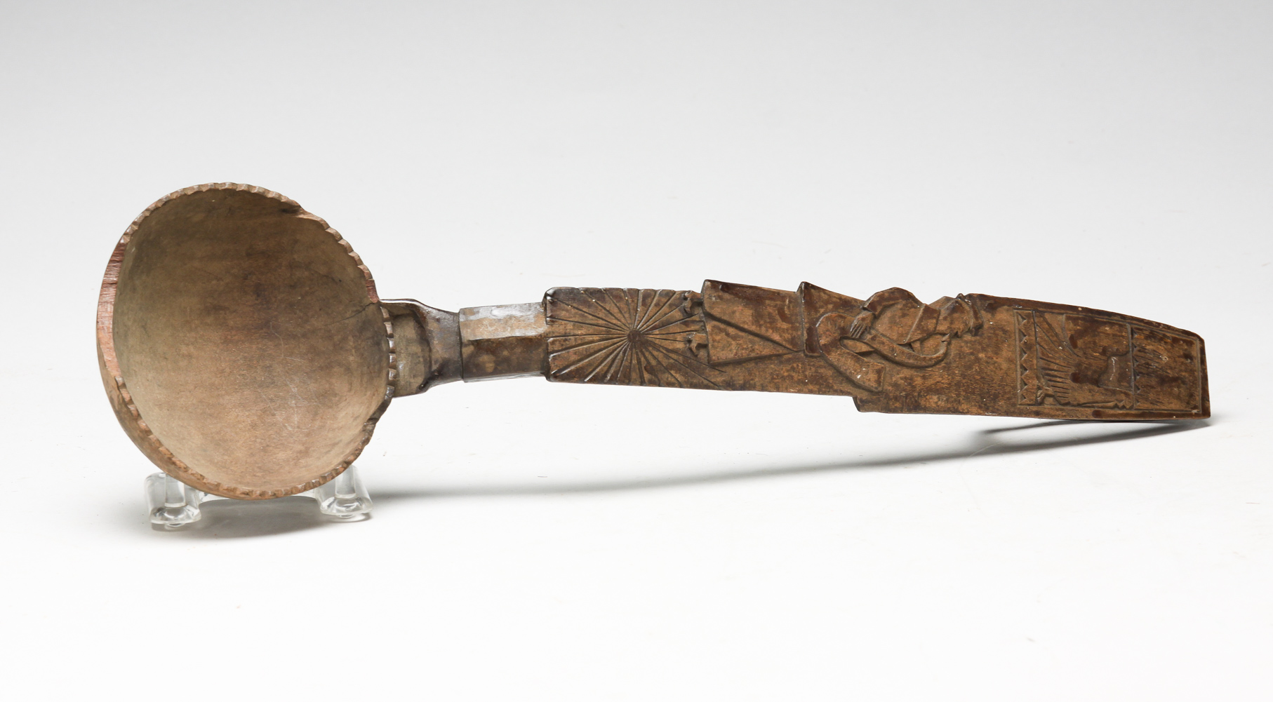 CARVED WOODEN SPOON. American or