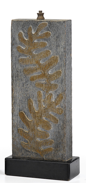 Carved wooden table lamp   