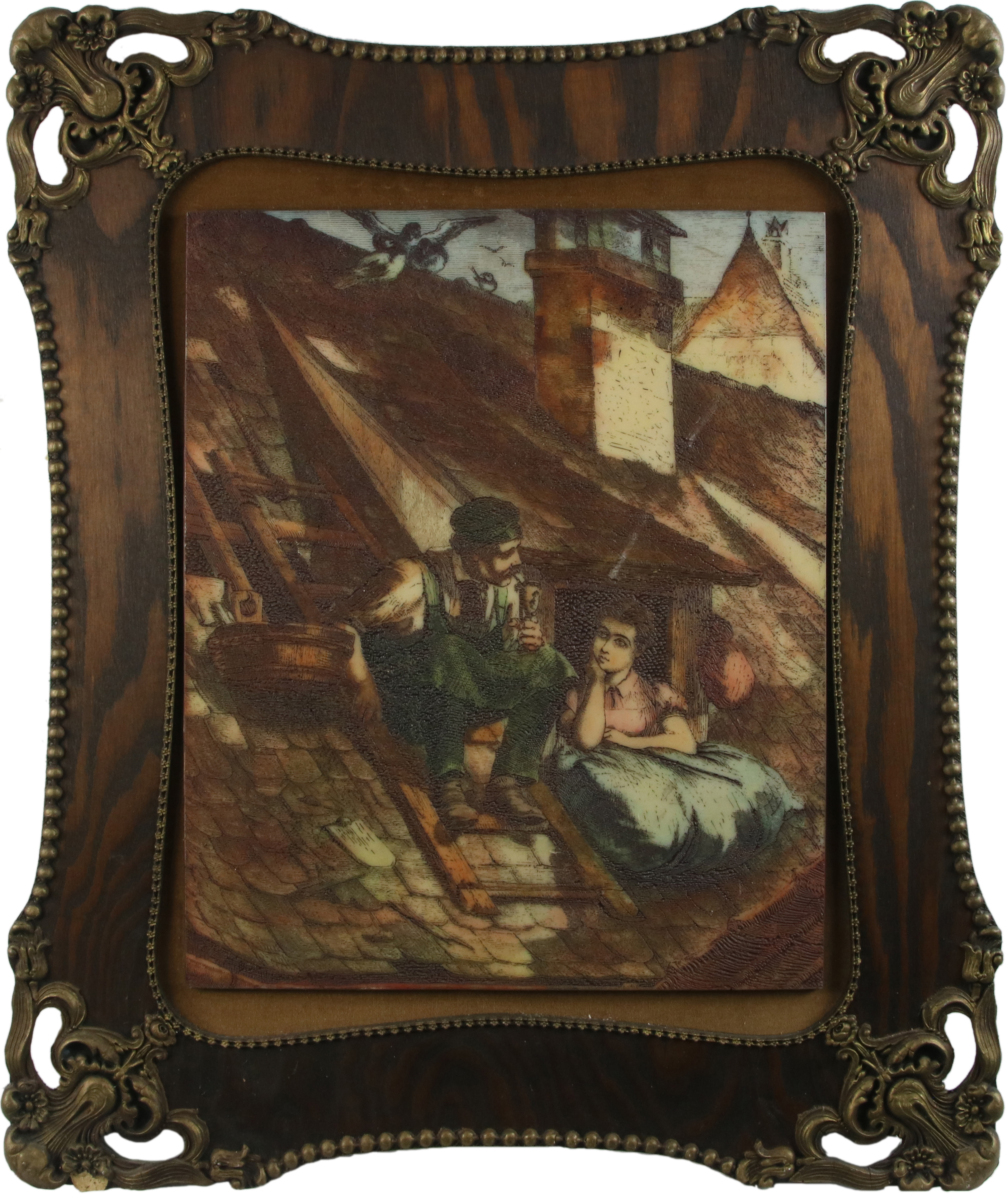 CARVING, COUPLE ON THE ROOF