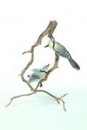 CARVING OF BLUE JAYS.  America