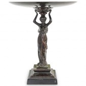 CARYATID FOOTED METAL CENTERPI